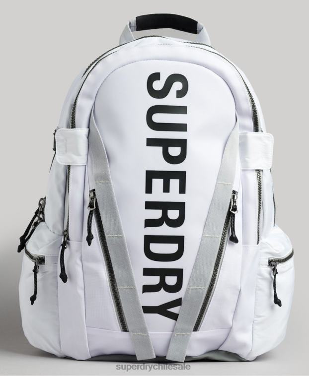 hombres Superdry blanco mochila con gráfico de lona de montaña 2R68Z1610