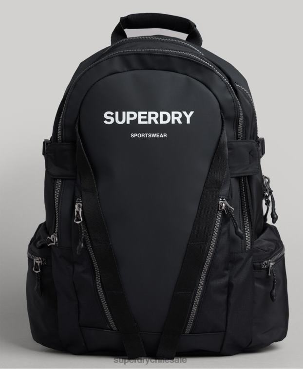 hombres Superdry negro mochila con gráfico de lona de montaña 2R68Z1619