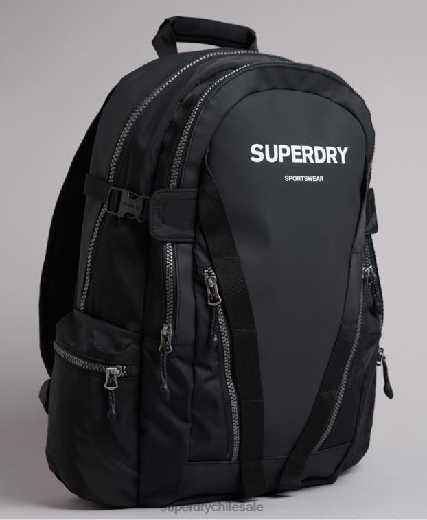 hombres Superdry negro mochila con gráfico de lona de montaña 2R68Z1619