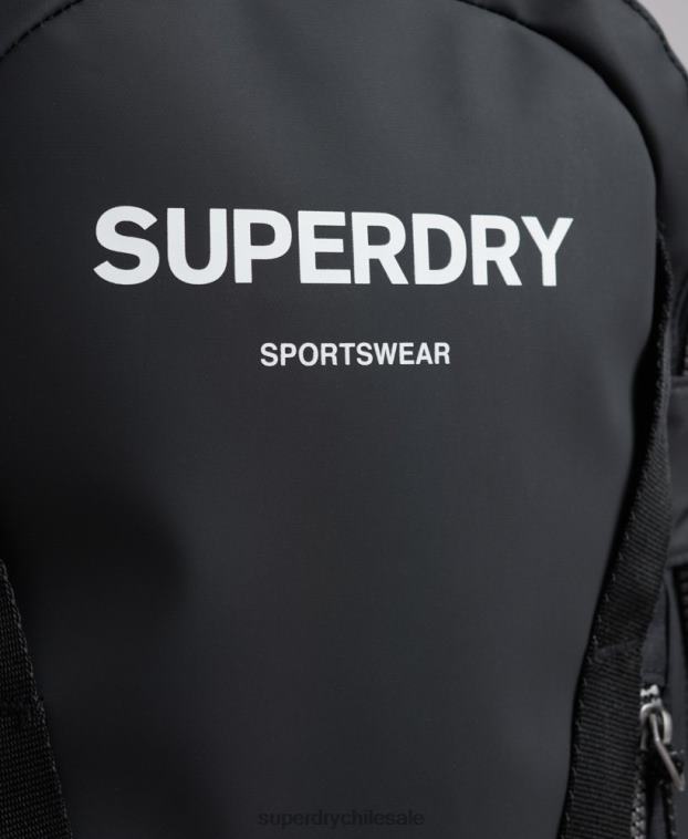 hombres Superdry negro mochila con gráfico de lona de montaña 2R68Z1619