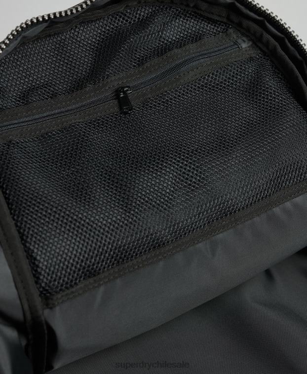 hombres Superdry negro mochila con gráfico de lona de montaña 2R68Z1633