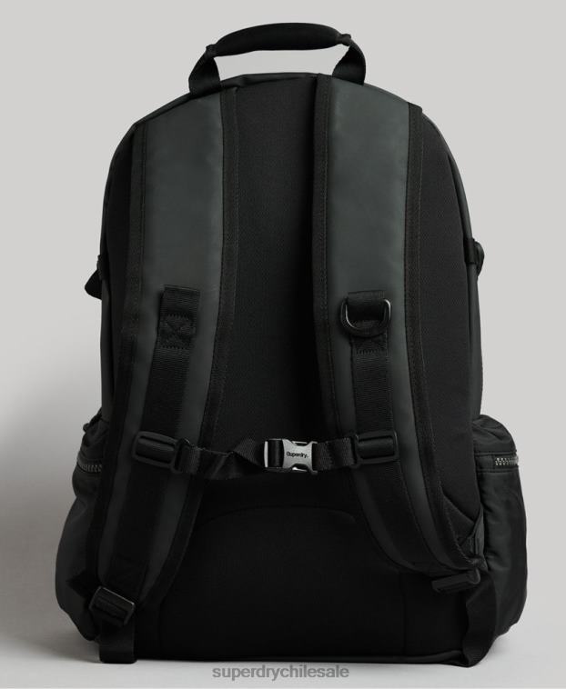 hombres Superdry negro mochila con gráfico de lona de montaña 2R68Z1696