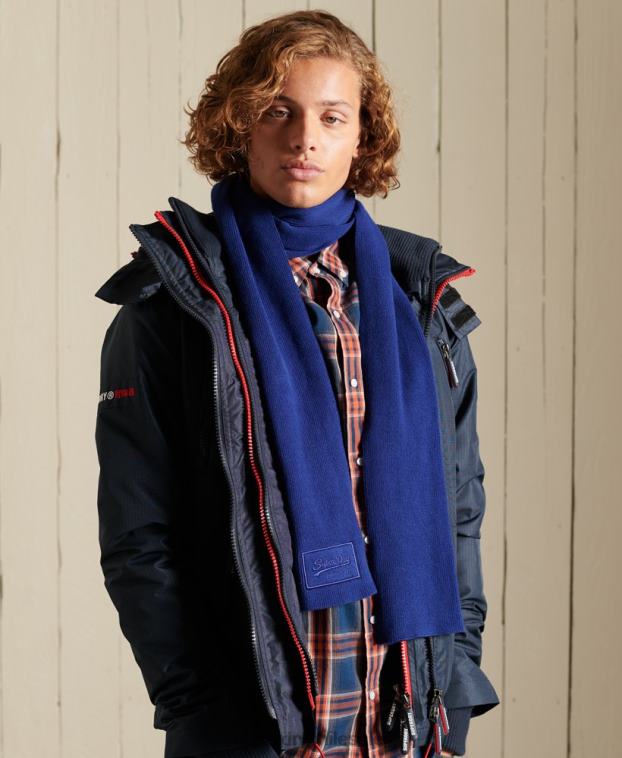 hombres Superdry azul bufanda clásica con logo vintage 2R68Z6410