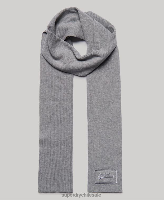 hombres Superdry gris claro bufanda clásica con logo vintage 2R68Z6412