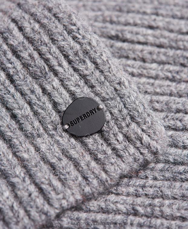 hombres Superdry gris claro bufanda de canalé premium studios 2R68Z1812