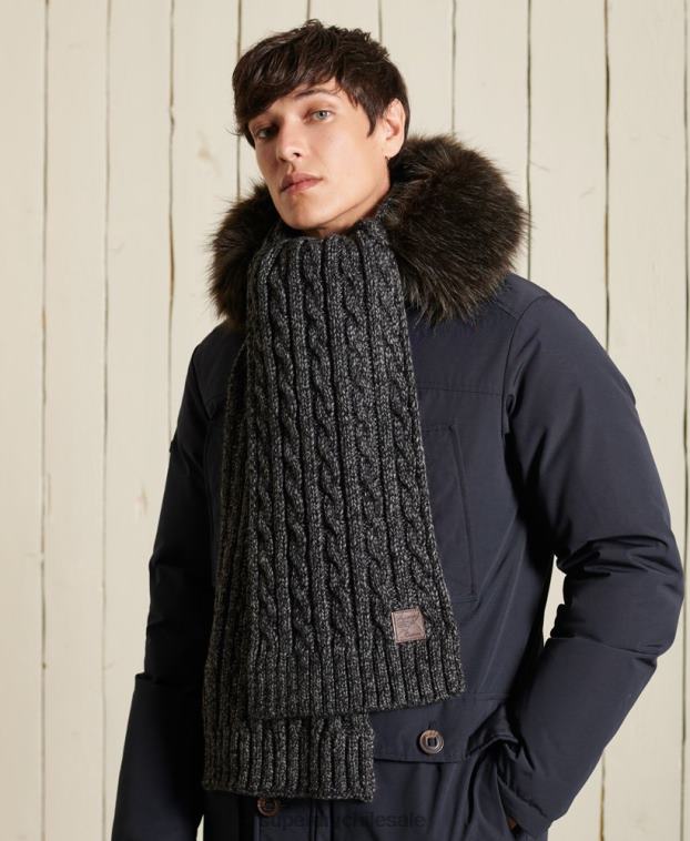 hombres Superdry gris oscuro bufanda de cabo arrastrero 2R68Z1816