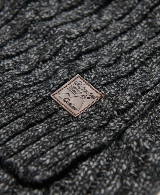 hombres Superdry gris oscuro bufanda de cabo arrastrero 2R68Z1816