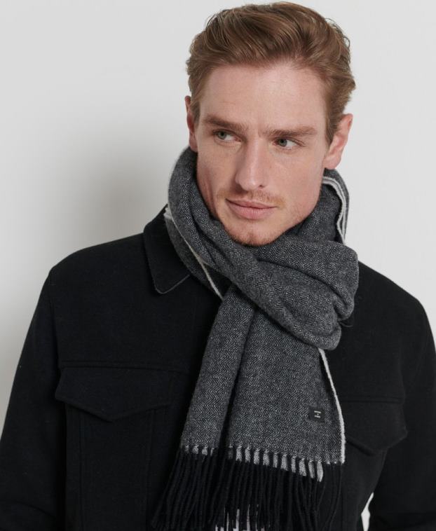 hombres Superdry gris oscuro bufanda de estudio 2R68Z1783
