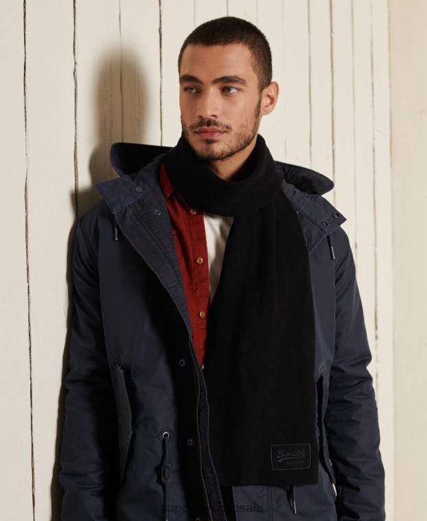 hombres Superdry negro bufanda clásica con logo vintage 2R68Z1818