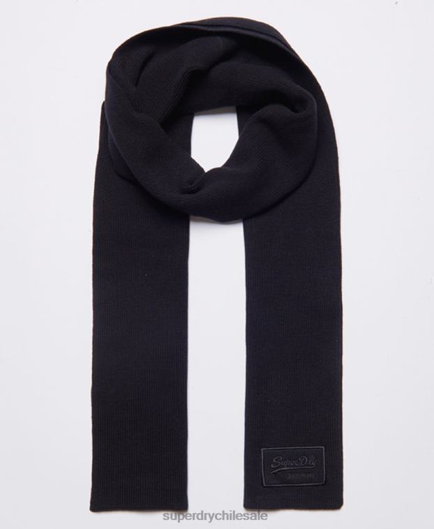 hombres Superdry negro bufanda clásica con logo vintage 2R68Z1818