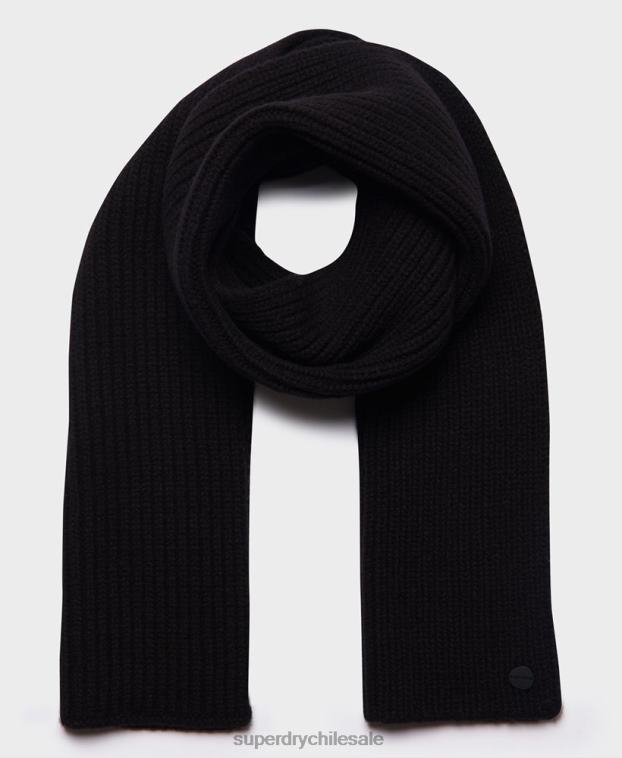 hombres Superdry negro bufanda de canalé premium studios 2R68Z1811