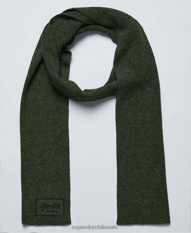 hombres Superdry verde bufanda clásica con logo vintage 2R68Z1879