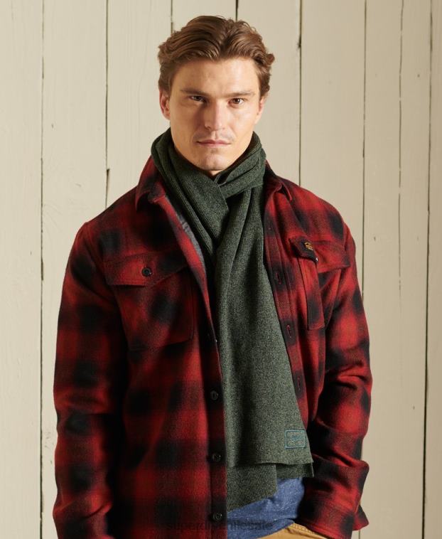 hombres Superdry verde bufanda con logo vintage 2R68Z1823