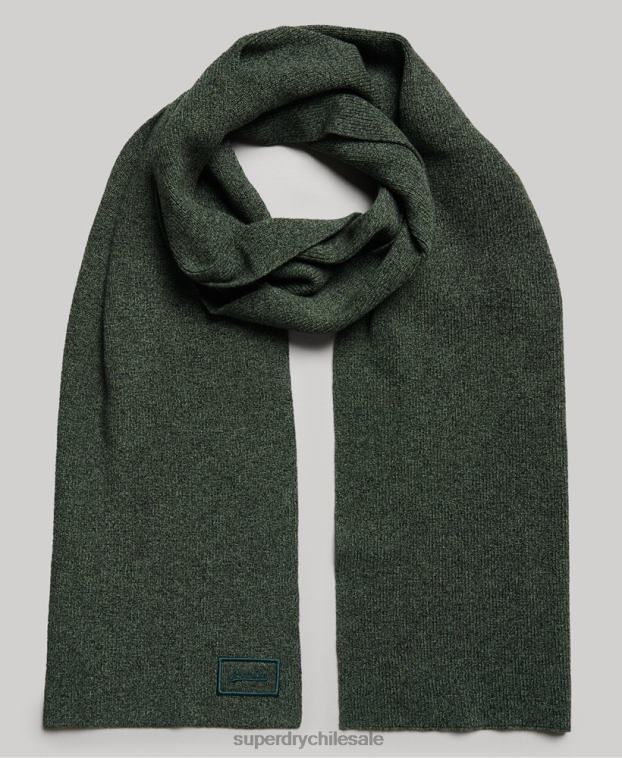 hombres Superdry verde bufanda de algodón orgánico con logo 2R68Z6391