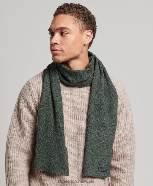 hombres Superdry verde bufanda de algodón orgánico con logo 2R68Z6391
