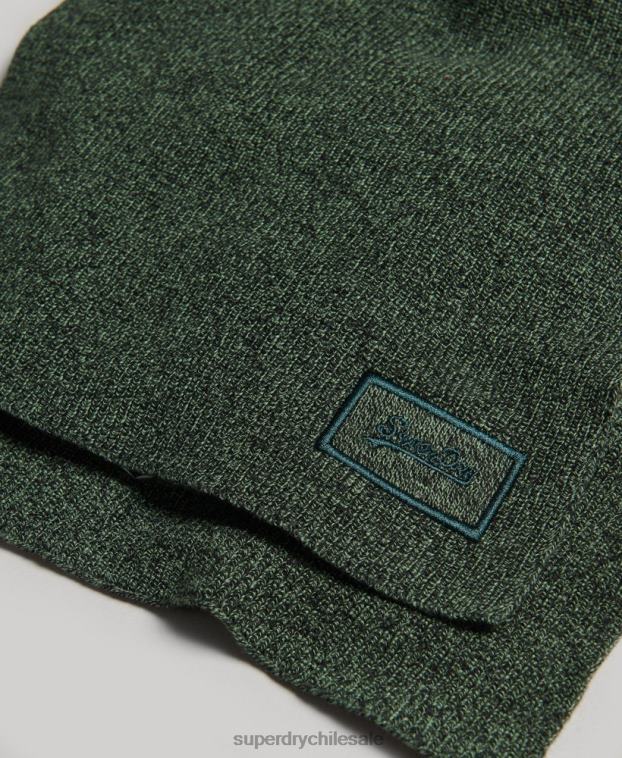 hombres Superdry verde bufanda de algodón orgánico con logo 2R68Z6391