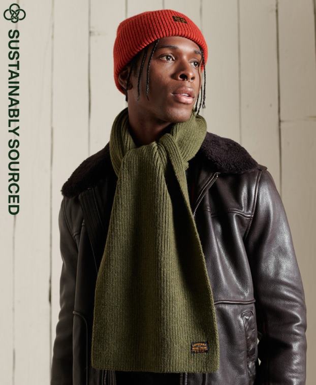 hombres Superdry verde bufanda de radar 2R68Z1819