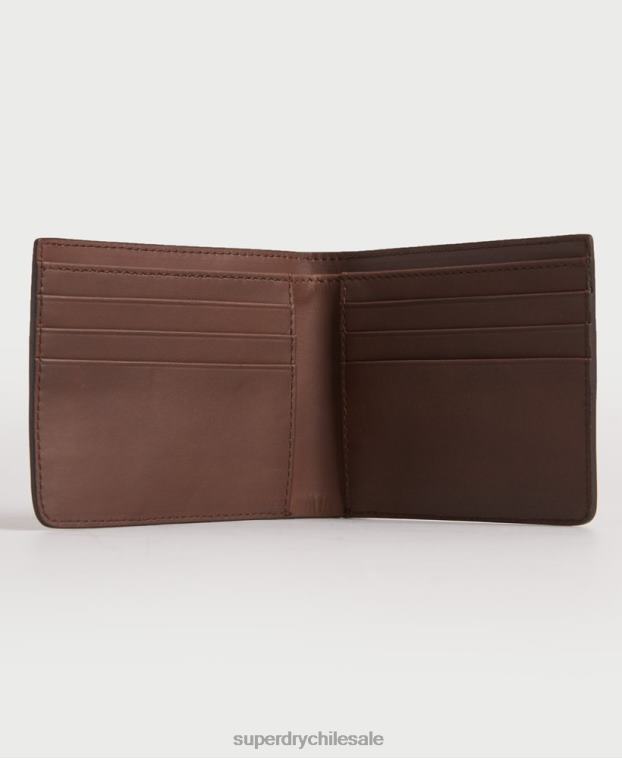 hombres Superdry marrón billetera de cuero plegable nyc 2R68Z1851