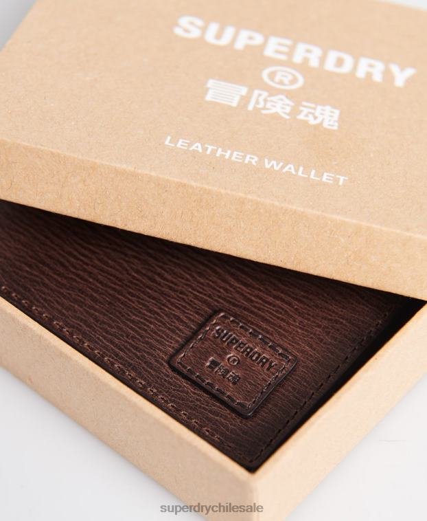 hombres Superdry marrón cartera de dos pliegues en caja benson 2R68Z6429