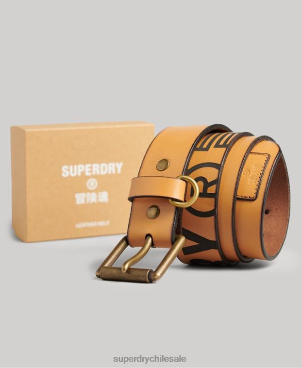 hombres Superdry broncearse caja de regalo con cinturón de cuero repujado 2R68Z1650