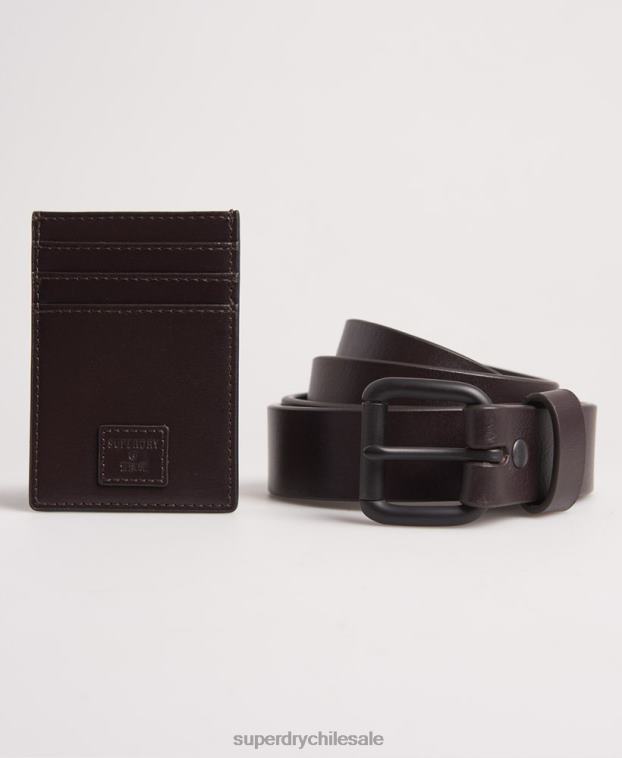 hombres Superdry marrón benson conjunto de cinturones en caja 2R68Z6457