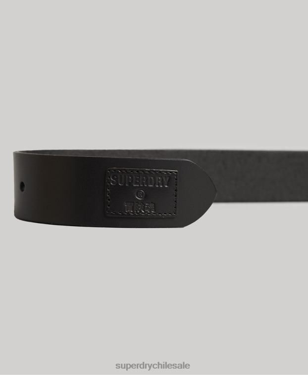 hombres Superdry negro caja de regalo con cinturón de cuero repujado 2R68Z6453