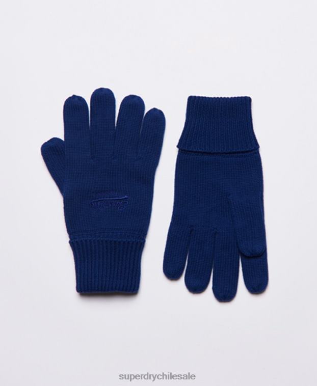 hombres Superdry azul guantes clásicos con logo vintage 2R68Z1800