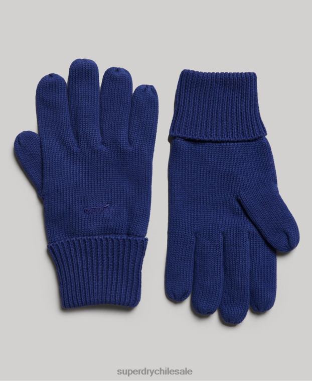 hombres Superdry azul guantes con logo vintage 2R68Z1727