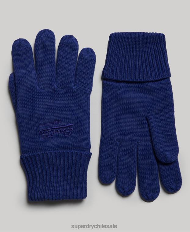 hombres Superdry azul guantes lisos esenciales 2R68Z6364