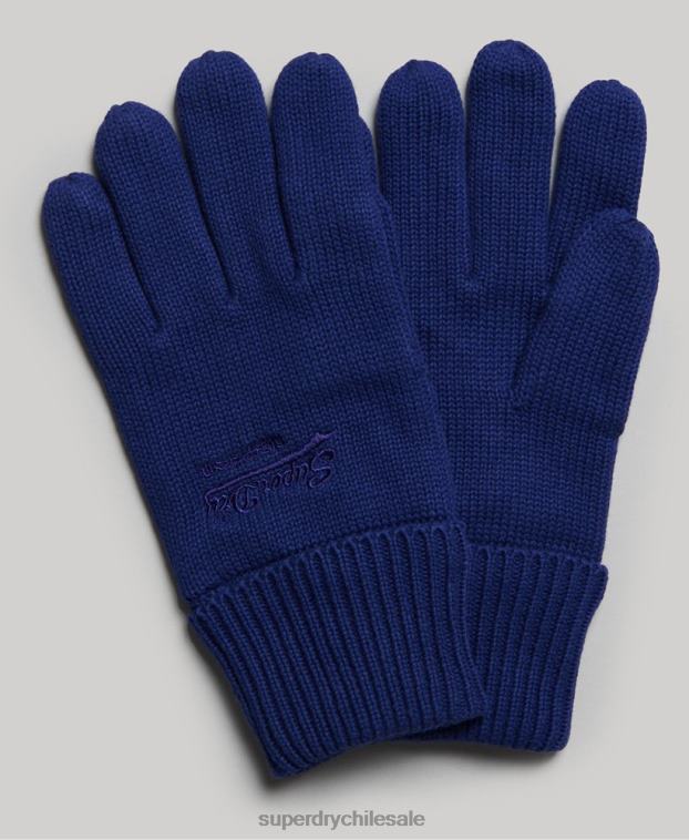 hombres Superdry azul guantes lisos esenciales 2R68Z6364