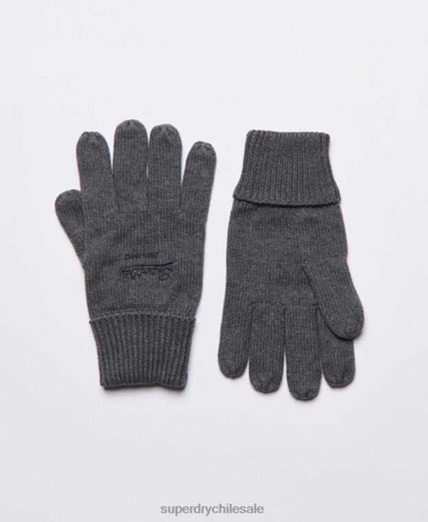 hombres Superdry gris guantes clásicos con logo vintage 2R68Z1803