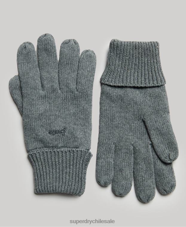 hombres Superdry gris guantes con logo vintage 2R68Z1725