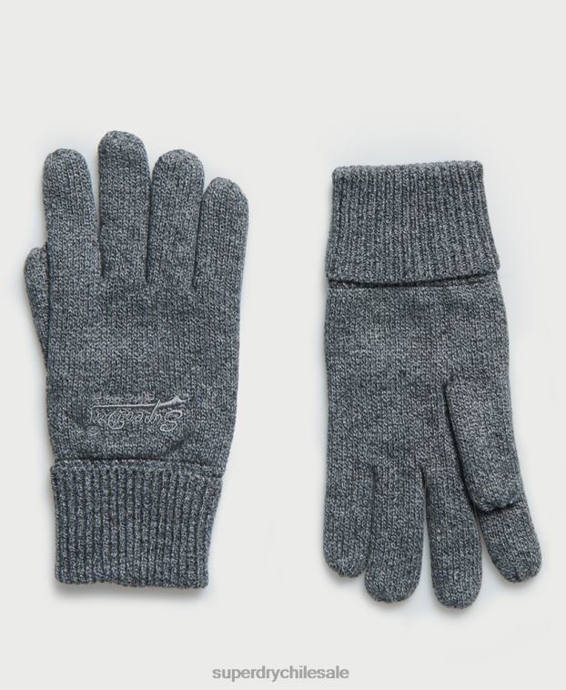 hombres Superdry gris guantes de etiqueta naranja 2R68Z1843