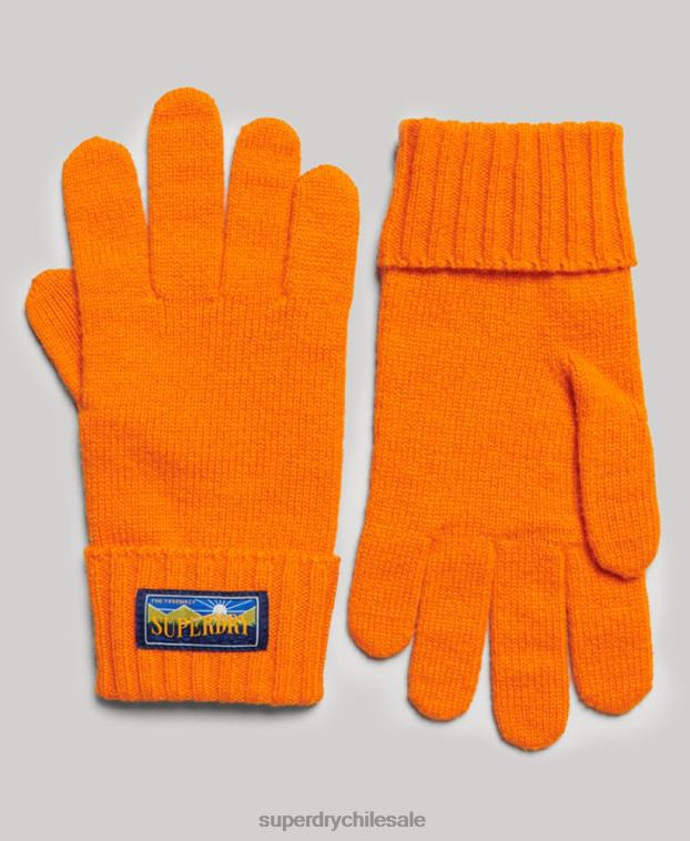 hombres Superdry naranja guantes radar de mezcla de lana 2R68Z1711