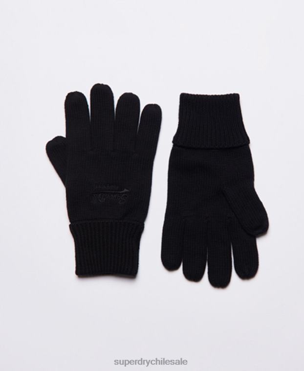 hombres Superdry negro guantes clásicos con logo vintage 2R68Z1799