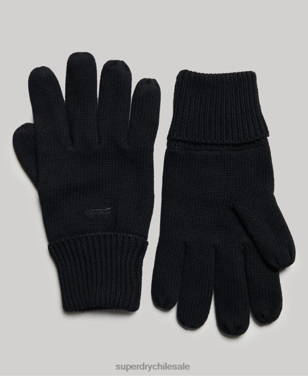 hombres Superdry negro guantes con logo vintage 2R68Z1726