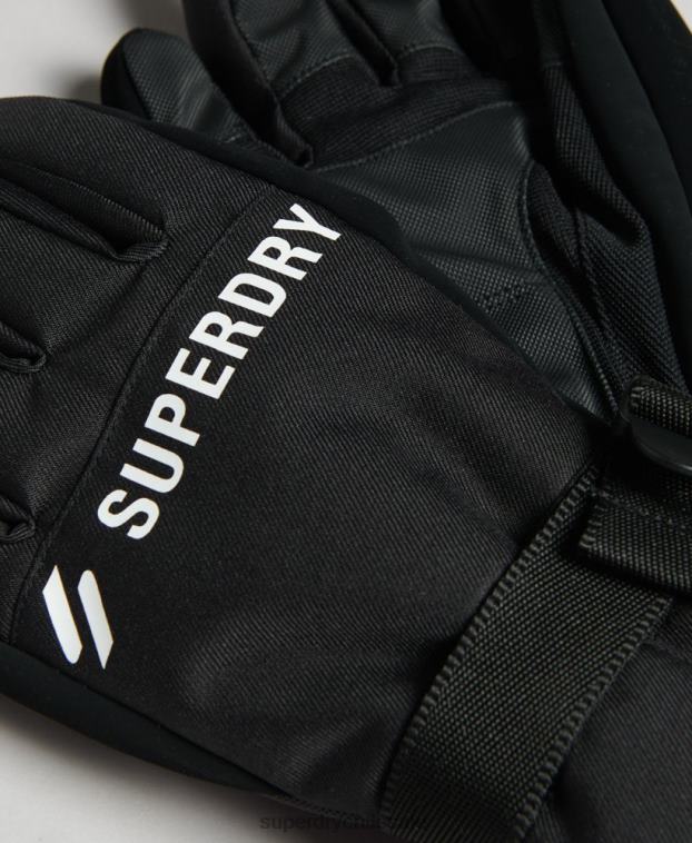 hombres Superdry negro guantes de nieve 2R68Z1390