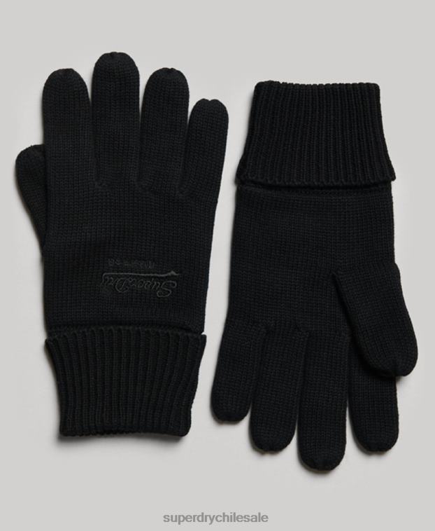hombres Superdry negro guantes lisos esenciales 2R68Z1702