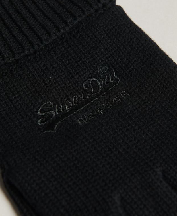 hombres Superdry negro guantes lisos esenciales 2R68Z1702