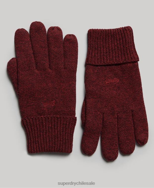 hombres Superdry rojo guantes con logo vintage 2R68Z1724