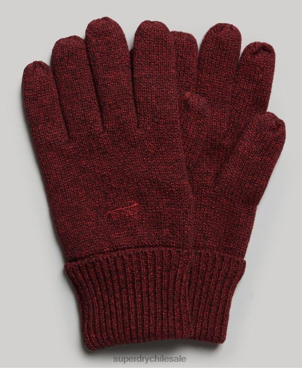 hombres Superdry rojo guantes con logo vintage 2R68Z1724