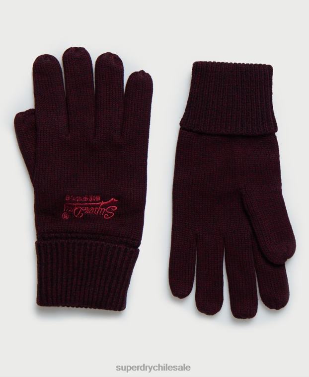 hombres Superdry rojo guantes de etiqueta naranja 2R68Z1842