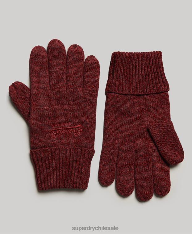 hombres Superdry rojo guantes lisos esenciales 2R68Z1703
