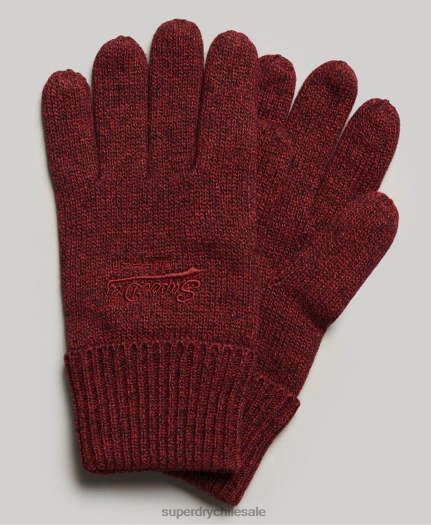 hombres Superdry rojo guantes lisos esenciales 2R68Z1703