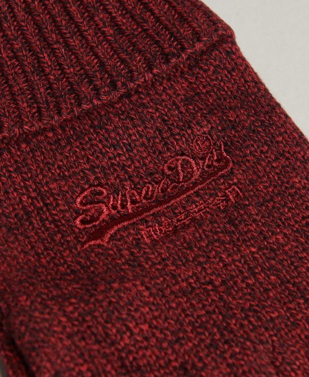 hombres Superdry rojo guantes lisos esenciales 2R68Z1703