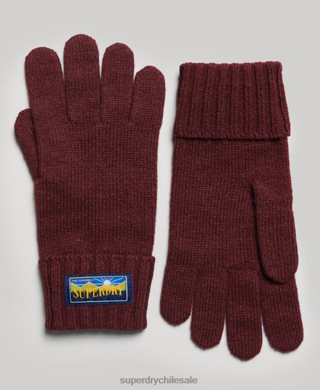 hombres Superdry rojo guantes radar de mezcla de lana 2R68Z1710