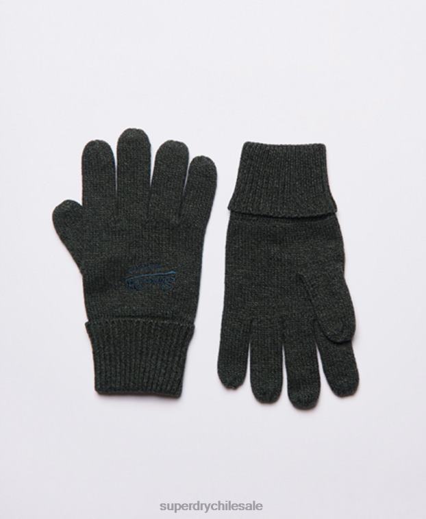 hombres Superdry verde guantes clásicos con logo vintage 2R68Z1802