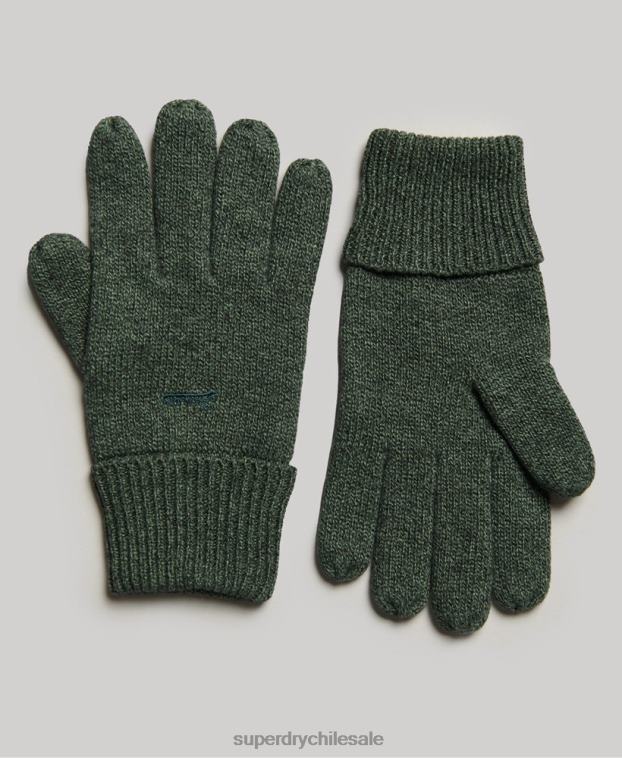 hombres Superdry verde guantes con logo vintage 2R68Z1723