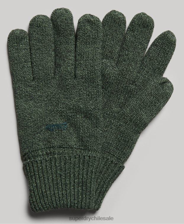 hombres Superdry verde guantes con logo vintage 2R68Z1723