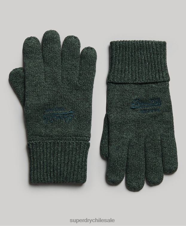 hombres Superdry verde guantes lisos esenciales 2R68Z6390